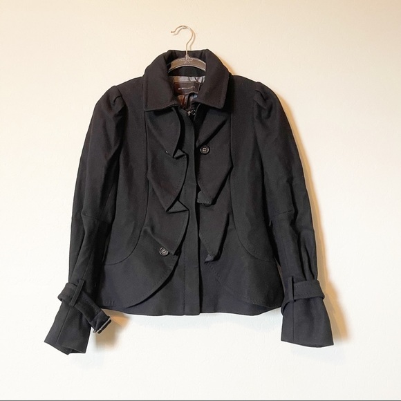 BCBGMaxAzria Ruffle Button Military Jacket Coat Pea Coat - Picture 2 of 7